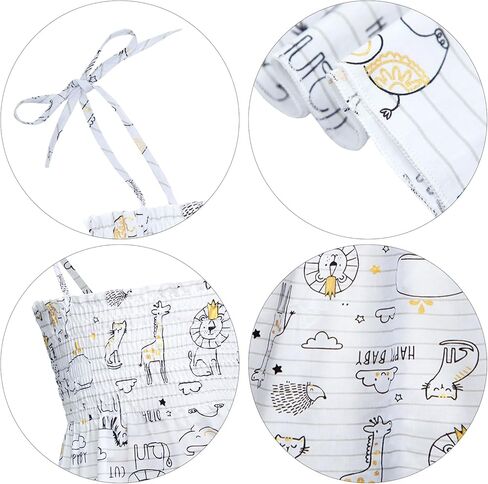 فستان تاجيوم للأطفال الصغار مطبوع عليه حيوانات فساتين صيفية بأشرطة حبال بدون أكمام للفتيات فستان صيفي للشاطئ كاجوال in Kuwait