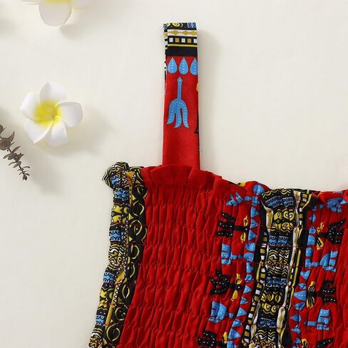 فستان MODNTOGA للأطفال الصغار والبنات الأفريقية فستان Dashiki أنقرة بدون أكمام بحمالة فستان بوهو ملابس للفتيات الصغيرات in Kuwait
