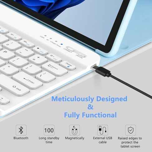 حافظة MMK Surface Pro 9 مع لوحة مفاتيح 13 بوصة 2022، حافظة لوحة مفاتيح لجهاز Microsoft Surface Pro 9 13 بوصة 2022، حافظة كمبيوتر لوحي مع لوحة مفاتيح لاسلكية قابلة للفصل وعرض متعدد الزوايا - أزرق in Saudi Arabia