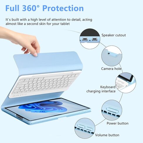 حافظة MMK Surface Pro 9 مع لوحة مفاتيح 13 بوصة 2022، حافظة لوحة مفاتيح لجهاز Microsoft Surface Pro 9 13 بوصة 2022، حافظة كمبيوتر لوحي مع لوحة مفاتيح لاسلكية قابلة للفصل وعرض متعدد الزوايا - أزرق in Saudi Arabia