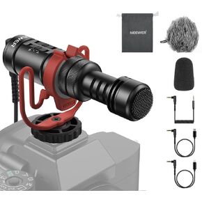 NEEWER Plug & Play Vlog Microphone, 20-20KHz Mini Supercardioid Mic with 3.5mm TRS, USB C OTG Cable, Shock Mount, Windscreen Compatible with iPhone 16 15 14 Samsung S24 Android Tablet Mac Camera, VM10 in Kuwait