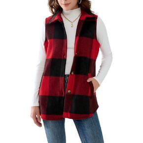 Unidear Women’s Flannel Plaid Vest – Sleeveless Button Down Shirt Jacket with Pockets in Saudi Arabia