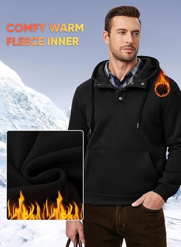 Jmierr Mens 2025 Casual Quarter الرباط Fleece Hoodie Pullover Fall Fall Winter Long Sweeve Buttshirts مع جيب in Saudi Arabia