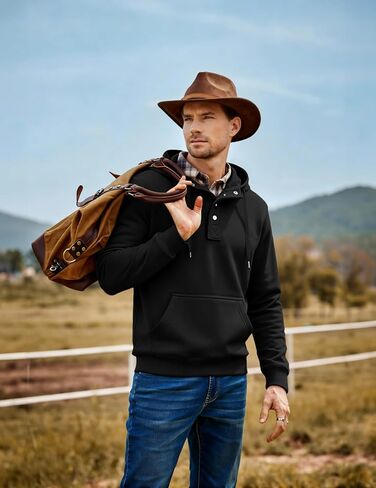 Jmierr Mens 2025 Casual Quarter الرباط Fleece Hoodie Pullover Fall Fall Winter Long Sweeve Buttshirts مع جيب in Saudi Arabia