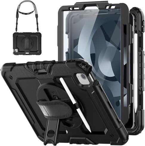 HXCASEAC CASE لـ iPad Pro 11 Inch 2024 (M4) ، تصميم مقاوم للصدمات مع حامل قلم رصاص/حامي الشاشة/حامل حزام يدوي دوار ، غلاف واقعي لـ iPad Pro11 5th Gen (A2836 ، A2837 ، A3006) - الأخضر in Kuwait