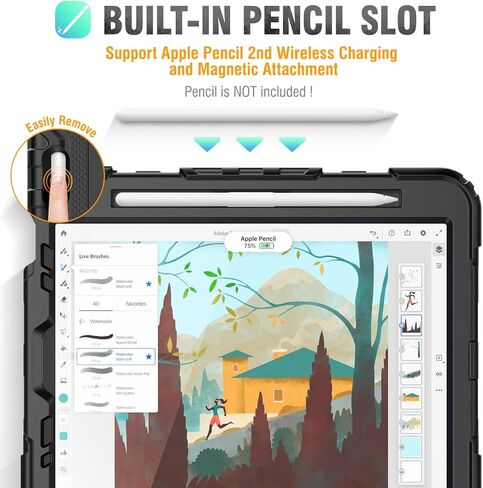 HXCASEAC CASE لـ iPad Pro 11 Inch 2024 (M4) ، تصميم مقاوم للصدمات مع حامل قلم رصاص/حامي الشاشة/حامل حزام يدوي دوار ، غلاف واقعي لـ iPad Pro11 5th Gen (A2836 ، A2837 ، A3006) - الأخضر in Kuwait