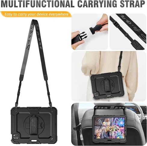 HXCASEAC CASE لـ iPad Pro 11 Inch 2024 (M4) ، تصميم مقاوم للصدمات مع حامل قلم رصاص/حامي الشاشة/حامل حزام يدوي دوار ، غلاف واقعي لـ iPad Pro11 5th Gen (A2836 ، A2837 ، A3006) - الأخضر in Kuwait