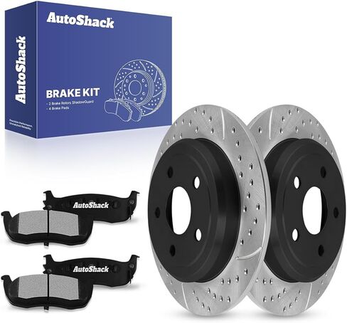 AutoShack Rear Brake Rotors Ceramic Brake Pads | Replacement for 2005-2010 Jeep Grand Cherokee 2006-2010 Commander 3.0L 3.7L 4.7L 5.7L 6.1L V6 V8 4WD AWD RWD | 6-PC Brake Kit in Saudi Arabia
