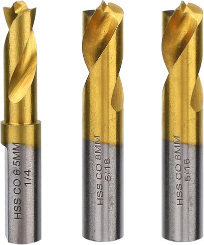 3pcs Spot Weld Drill Bit, High Speed Steel Welder Cobalt Spot Weld Cutter Titanium Coated Welding Remover Tools Equipment Accessories Available in 1/4in 6.5mm, 5/16in 8mm, 3/8in 10mm in Saudi Arabia