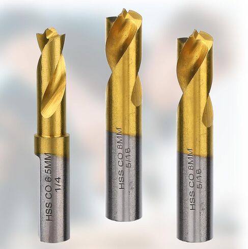 3pcs Spot Weld Drill Bit, High Speed Steel Welder Cobalt Spot Weld Cutter Titanium Coated Welding Remover Tools Equipment Accessories Available in 1/4in 6.5mm, 5/16in 8mm, 3/8in 10mm in Saudi Arabia