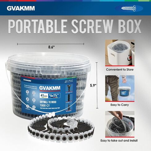#6×1-1/4 inch Drywall to Wood Collated Screw – 1000 Count,Collated Black Wood,Drywall,Sheetrock Screw in Saudi Arabia