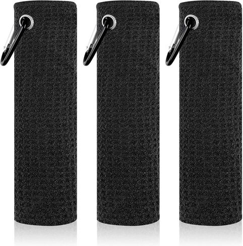 Peasug 3 Pack Golf Golf Towels (16 "× 16") ، مناشف الجولف البصرية للوافل لحقيبة الغولف ، مناشف الجولف الدقيقة المحمولة Tri-Fold للرجال والنساء مع مقطع Carabiner ، رمادي/أحمر/أسود in Kuwait