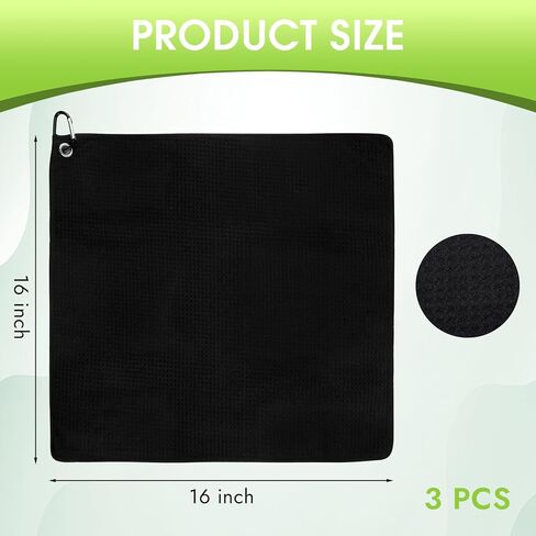 Peasug 3 Pack Golf Golf Towels (16 "× 16") ، مناشف الجولف البصرية للوافل لحقيبة الغولف ، مناشف الجولف الدقيقة المحمولة Tri-Fold للرجال والنساء مع مقطع Carabiner ، رمادي/أحمر/أسود in Kuwait