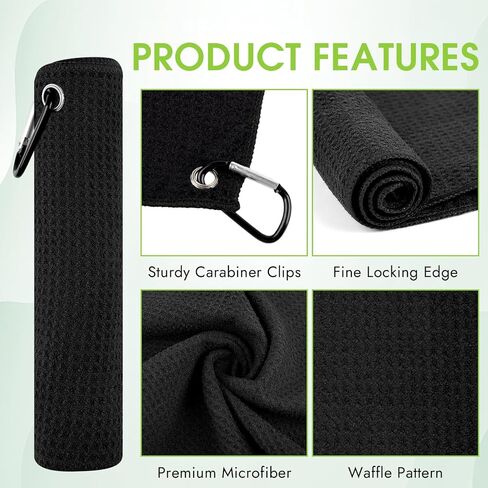 Peasug 3 Pack Golf Golf Towels (16 "× 16") ، مناشف الجولف البصرية للوافل لحقيبة الغولف ، مناشف الجولف الدقيقة المحمولة Tri-Fold للرجال والنساء مع مقطع Carabiner ، رمادي/أحمر/أسود in Kuwait
