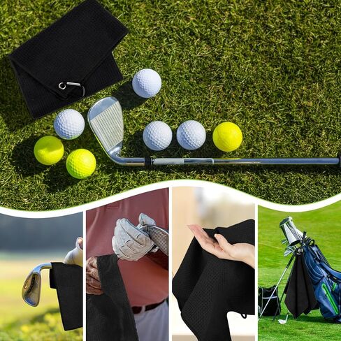 Peasug 3 Pack Golf Golf Towels (16 "× 16") ، مناشف الجولف البصرية للوافل لحقيبة الغولف ، مناشف الجولف الدقيقة المحمولة Tri-Fold للرجال والنساء مع مقطع Carabiner ، رمادي/أحمر/أسود in Kuwait
