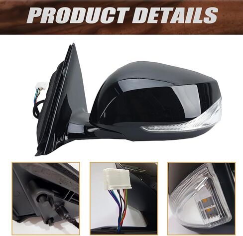7Pins Right Side Mirror Assembly Compatible with 2014-2018 Infiniti Q50 Power Heated Mirror With Signal Light Paintable For Models Without Around View Monitor(7Pins-Passenger Right Side) in Kuwait