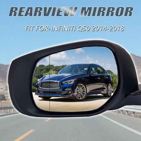 7Pins Right Side Mirror Assembly Compatible with 2014-2018 Infiniti Q50 Power Heated Mirror With Signal Light Paintable For Models Without Around View Monitor(7Pins-Passenger Right Side) in Kuwait