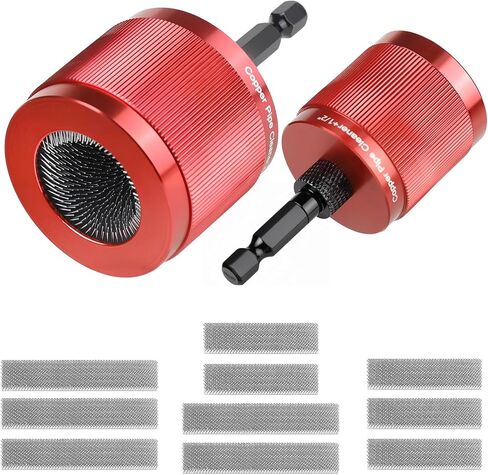 1/2" & 3/4" Copper Pipe Cleaner Set for Drill, with 1/4" Hex Shank & 10 Brush Blades Plumbing Tools for Removing Rust, Stains & Paint from Copper & Metal Pipes in Saudi Arabia