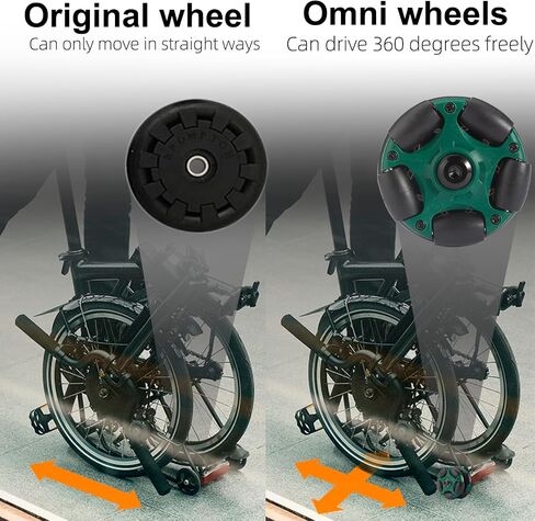 DJCRAWLER 58 مم إطار متعدد الاتجاهات عجلة بسيطة (هادئة للغاية) للدراجة القابلة للطي البرومبتون والدراجة الكهربائية ، حمولة 20 كجم ， مجموعة استبدال الأسطوانة متعددة الاتجاهات (أسود) in Kuwait