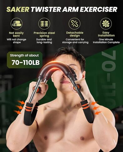 مدرب ذراع Twister Saker ، مدرب ذراع PowerTwist ، قوة الساعد القابلة للتعديل ، معدات تمرين الذراع ، معدات تمرين الصدر ، مقاومة زنبركية محمولة لمعدات الصالة الرياضية المنزلية in Saudi Arabia