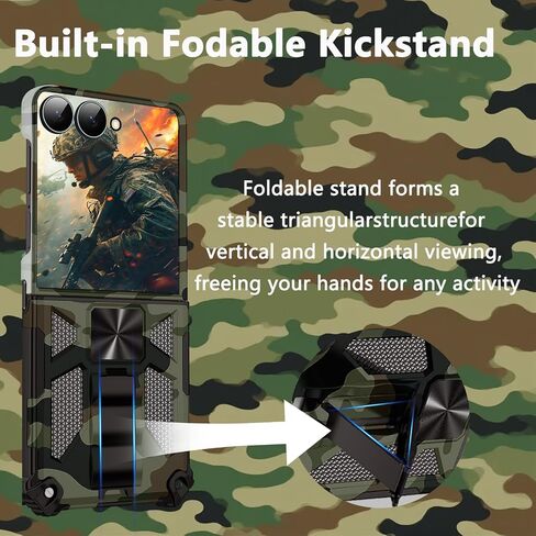 ysnzaq camo case for Samsung Galaxy Z Flip 6 ، Grady Grady Highted Dridge Profraction ، Ring Ring Stand ، حالة الهاتف لـ Samsung Galaxy Z Flip6 MC Green in Saudi Arabia