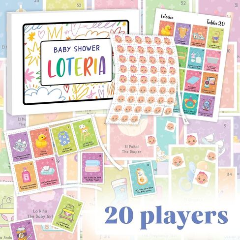 استحمام الطفل Loteria Bilingual - Baby Loteria لألعاب الاستحمام الإسبانية والإنجليزية ، لعبة البنغو المضحكة لـ 50 لاعبًا in Kuwait