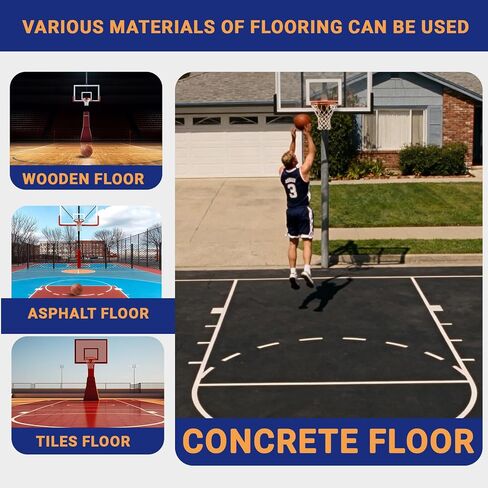 Waterproof Basketball Court Stencil Kit for Concrete, Basketball Court Marking Kit, Plastic Material, Sun-Resistant NOT Paper Board, Durable,Reusable, Can be Used More Than 100 Times in Kuwait