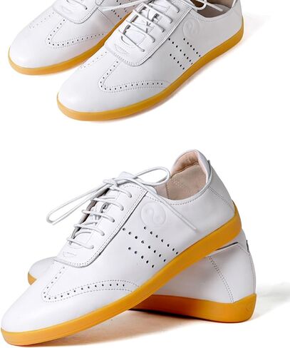 Women White Taichi Genuine Leather Shoes Breathable Cow Tendon Soles Summer Kungfu Practice Men Hollow Out Casual Cowhide Board Shoes AM025 in Saudi Arabia