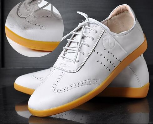 Women White Taichi Genuine Leather Shoes Breathable Cow Tendon Soles Summer Kungfu Practice Men Hollow Out Casual Cowhide Board Shoes AM025 in Saudi Arabia