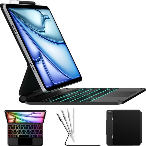 typecase Keyboard Case for iPad Pro 13 M4 2024,Magic Keyboard with 11 Colors Backlight for iPad Pro 13,Keyboard Case with Pencil Holder,Built-in Trackpad,Easy-Set Magnetic Stand(Carbon Fiber) in Saudi Arabia