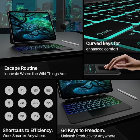 typecase Keyboard Case for iPad Pro 13 M4 2024,Magic Keyboard with 11 Colors Backlight for iPad Pro 13,Keyboard Case with Pencil Holder,Built-in Trackpad,Easy-Set Magnetic Stand(Carbon Fiber) in Saudi Arabia
