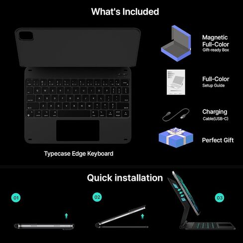 typecase Keyboard Case for iPad Pro 13 M4 2024,Magic Keyboard with 11 Colors Backlight for iPad Pro 13,Keyboard Case with Pencil Holder,Built-in Trackpad,Easy-Set Magnetic Stand(Carbon Fiber) in Saudi Arabia