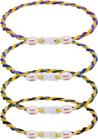 4 Pieces Baseball Necklaces for Boys,Three Braided Rope Tornado Sports Titanium Necklaces,Baseball Accessories Drip in Kuwait