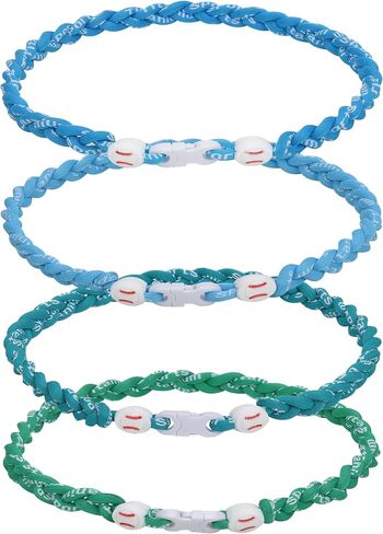 4 Pieces Baseball Necklaces for Boys,Three Braided Rope Tornado Sports Titanium Necklaces,Baseball Accessories Drip in Kuwait