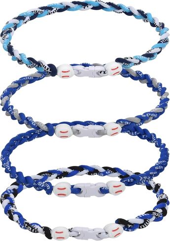 4 Pieces Baseball Necklaces for Boys,Three Braided Rope Tornado Sports Titanium Necklaces,Baseball Accessories Drip in Kuwait