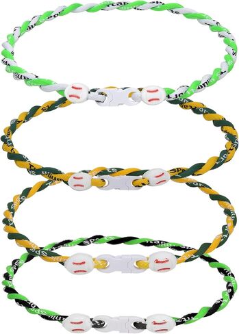 4 Pieces Baseball Necklaces for Boys,Three Braided Rope Tornado Sports Titanium Necklaces,Baseball Accessories Drip in Kuwait