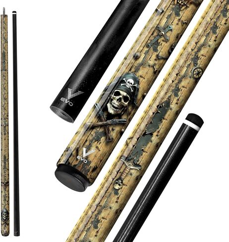 EVO Pirates Glassfiber Pool Cue Stick, Low Deflection Pool Sticks with 5/16 * 18 Pin Joint, 12.5mm Tip, Evo tip, Hybrid Pro Taper in Saudi Arabia
