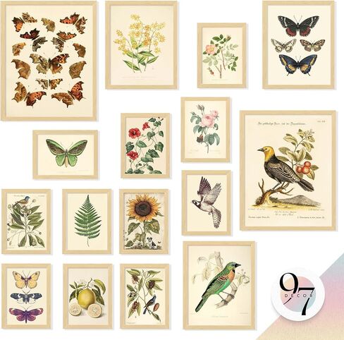 97 Decor LARGE 11x14 Vintage Botanical Wall Art Decor - Plant Posters For Room Aesthetic, Vintage Botanical Prints Nature Floral Pictures Butterfly Bird Art For Home Bedroom (Unframed) in Saudi Arabia