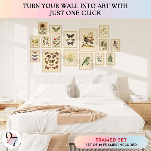 97 Decor LARGE 11x14 Vintage Botanical Wall Art Decor - Plant Posters For Room Aesthetic, Vintage Botanical Prints Nature Floral Pictures Butterfly Bird Art For Home Bedroom (Unframed) in Saudi Arabia