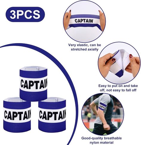 3pcs Captain Armbands Soccer, Adjustable Leader Football Arm Bands Breathable Soccer Captain Armband Sport Accessory for Football Rugby Basketball for Youth and Adults (Black) in Saudi Arabia