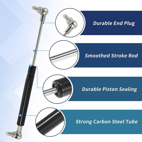 نوابض غازية 10 بوصة 50N/11lb/5 كجم، دعامات غازية 10 بوصة، دعم الرفع الهيدروليكي، نافذة صندوق تخزين الأدوات، قطعة واحدة، لون فضي in Kuwait