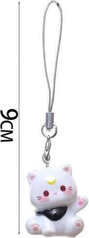 1/3pcs Fashion Cartoon Resin Cat Keychain Anti Lost Phone Lanyard Strap Phone Chain DIY Women Key Chains,9cm Long in Saudi Arabia