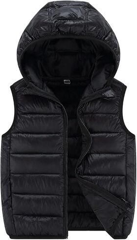 Boys Girls Puffer Vest Sleeveless Quilted Vest Zipper Hooded Down Puffy Jacket Winter Kids Warm Waistcoat Outwear in Saudi Arabia