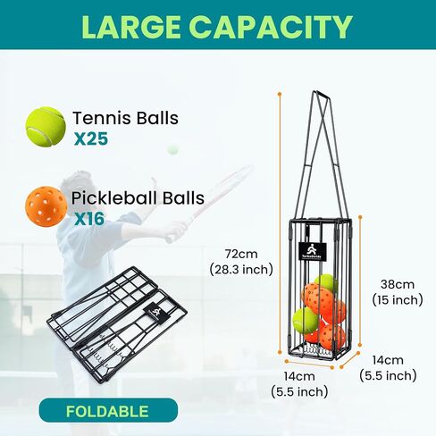 Tennis Ball Hopper Cart with 4 Wheels – Foldable, Large Capacity Pickleball & Tennis Ball Collector for Court Training & Coaching in Saudi Arabia