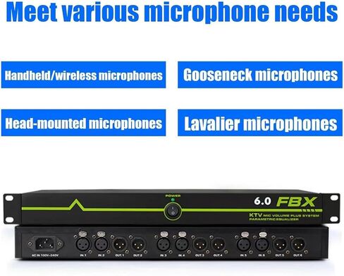 Feedback Suppressor, 6-in-6 Out Microphone Anti-Howling Feedback Frequency Shifter, Level 5 Digital Anti-Squealing, Microphone Stage Ktv Effector, for Performance Stage, Audio Processor in Saudi Arabia