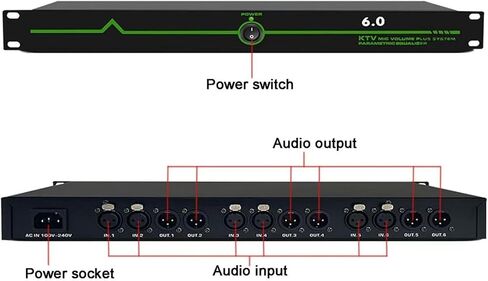Feedback Suppressor, 6-in-6 Out Microphone Anti-Howling Feedback Frequency Shifter, Level 5 Digital Anti-Squealing, Microphone Stage Ktv Effector, for Performance Stage, Audio Processor in Saudi Arabia