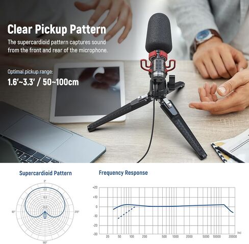NEEWER Plug & Play Vlog Microphone, 20-20KHz Mini Supercardioid Mic with 3.5mm TRS, USB C OTG Cable, Shock Mount, Windscreen Compatible with iPhone 16 15 14 Samsung S24 Android Tablet Mac Camera, VM10 in Saudi Arabia