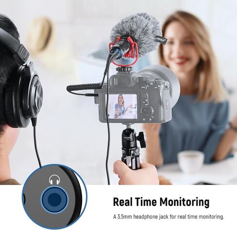 NEEWER Plug & Play Vlog Microphone, 20-20KHz Mini Supercardioid Mic with 3.5mm TRS, USB C OTG Cable, Shock Mount, Windscreen Compatible with iPhone 16 15 14 Samsung S24 Android Tablet Mac Camera, VM10 in Saudi Arabia