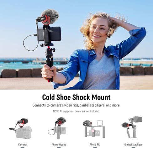 NEEWER Plug & Play Vlog Microphone, 20-20KHz Mini Supercardioid Mic with 3.5mm TRS, USB C OTG Cable, Shock Mount, Windscreen Compatible with iPhone 16 15 14 Samsung S24 Android Tablet Mac Camera, VM10 in Saudi Arabia