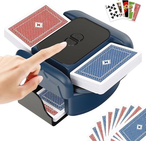 BEE&FLOWER Card Shuffler - Rechargeable Electric Card Shuffler with Auto-Stop & 2600mAh Battery, Low Noise Automatic Card Shuffler 1-2 Decks for UNO, Poker, Blackjack, Phase 10 | Black & White in Kuwait